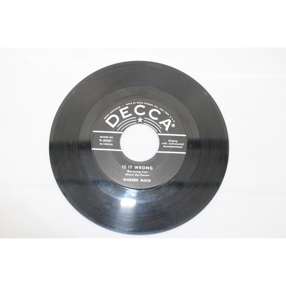 Warner Mack Is It Wrong Baby Squeeze Me Decca 9-30301 45 RPM Vinyl Record Single